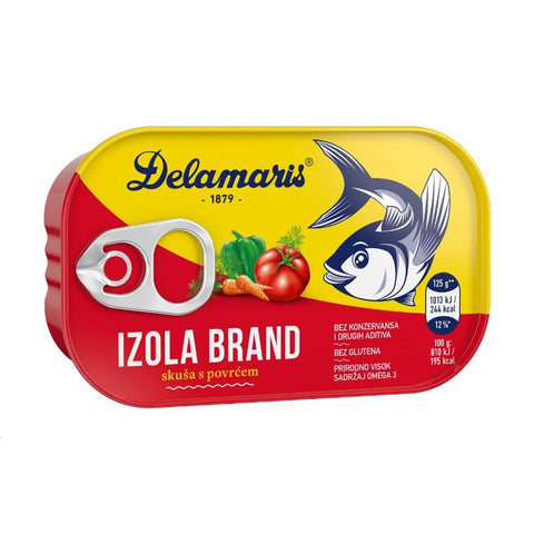 DELAMARIS IZOLA BRAND Makreel in groenten 125g